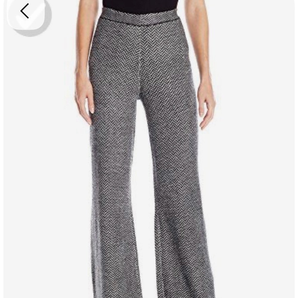 BCBGMaxAzria Black and White Herringbone Flare Pants